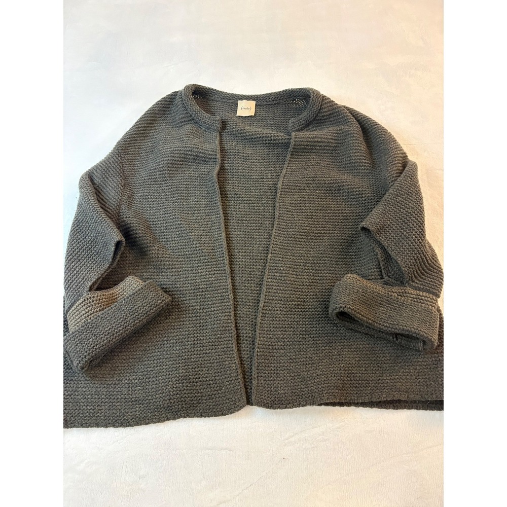 Nude Knit Open Front Cardigan Sweater Size 42 Charcoal Gray